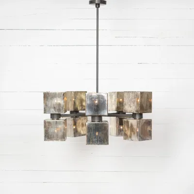 Ava Large Chandelier Aged Metallic Glass