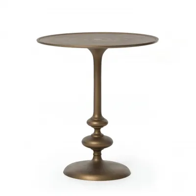 Marlow Matchstick Pedestal Table Aluminum Matte Brass