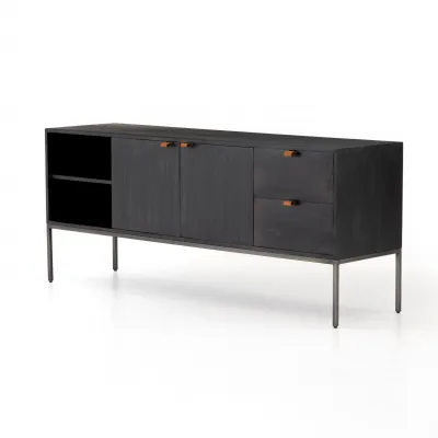 Trey Media Console Black Wash Poplar