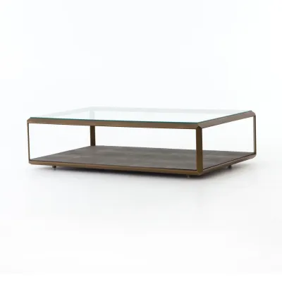 Shagreen Shadow Box Coffee Table Brass