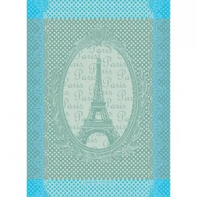 Eiffel Vintage Celadon Kitchen Towel 22" x 30" 100% Cotton