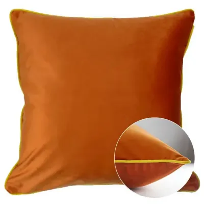 Velours Uni Cuivre-Curry 100% Polyester Cushion Cover 16" x 16"