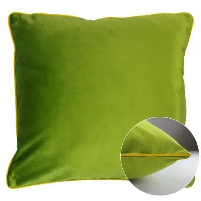 Velours Uni Mousse-Curry 100% Polyester Cushion Cover 16" x 16"