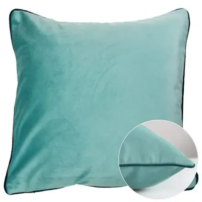 Velours Uni Bleu-Canard 100% Polyester Cushion Cover 16" x 16"