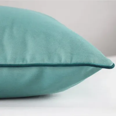 Velours Uni Bleu-Canard Cushion Cover 12" x 20"