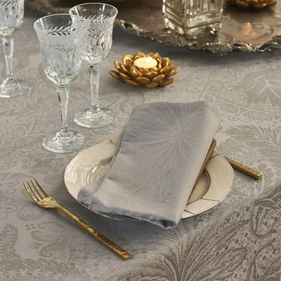 Mille Isaphire Beige Coated Stain-Resistant Cotton Damask Table Linens