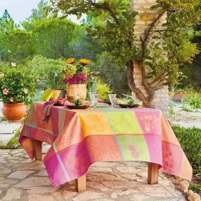 Mille Tutti Frutti Smoothie Coated Stain-Resistant Cotton Damask Table Linens