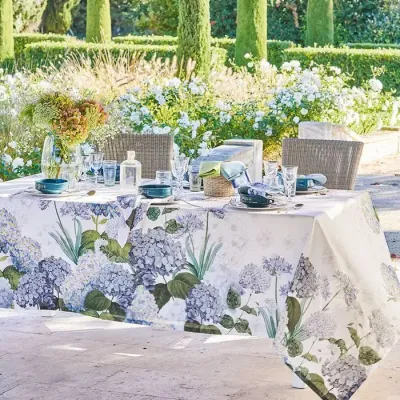 Jardin De Bretagne Bleu Tablecloth 43" x 43" 100% Linen