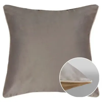 Velours Uni Taupe-Latte 100% Polyester Cushion Cover 16" x 16"