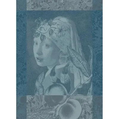 Femme A La Perle Bleu Kitchen Towel 22" x 30"