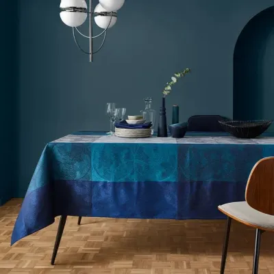 Mille Spheres Nocturne Coated Stain-Resistant Cotton Damask Table Linens