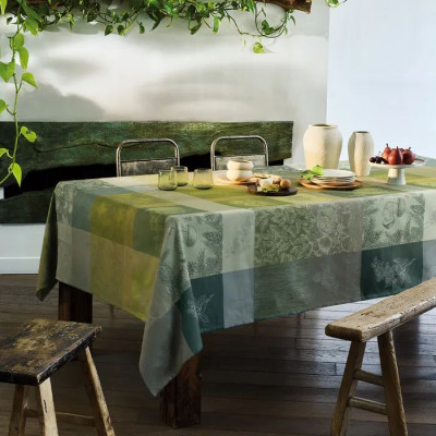 Mille Bois D'Automne Mousse Cotton Damask Table Linens