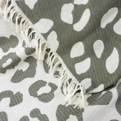 Leopard Plaid Kaki 72% Cotton / 28% Polyester Bed Throw 51" x 67"