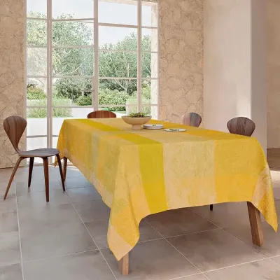 Mille Esprit Jardin Solaire Coated Stain-Resistant Cotton Damask Table Linens