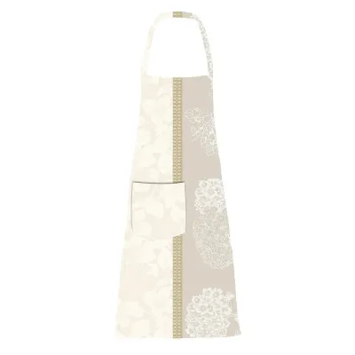 Mille Hortensias Naturel Apron 30"x33", Coated Cotton