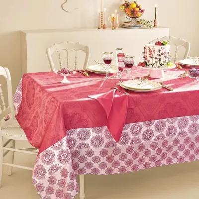 Mille Rosaces Framboise Tablerunner 22"x71", 100% Cotton