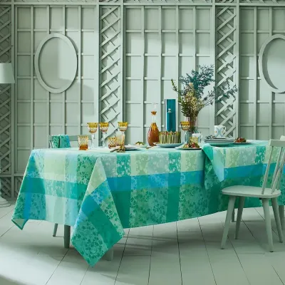 Mille Feuillages Turquoise Table Linens