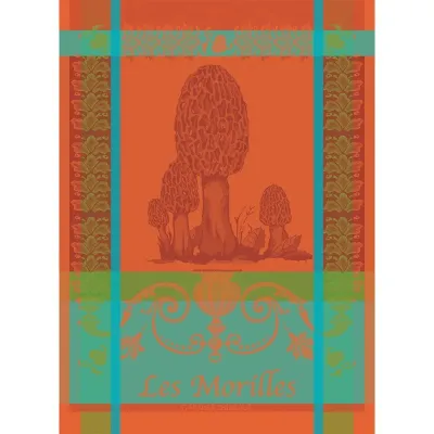 Les Morilles Vermillon Kitchen Towel 22"x30", 100% Cotton