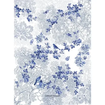 Voliere Bleu Kitchen Towel 20"x28", 50% Cotton 50% Linen