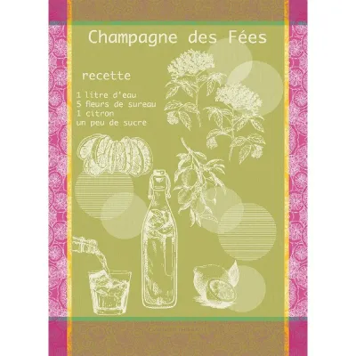 Champagne Des Fees Mousse Kitchen Towel 22"x30", 100% Cotton