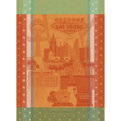 Las Vegas Orange/Green Kitchen Towel 22"x30", 100% Cotton