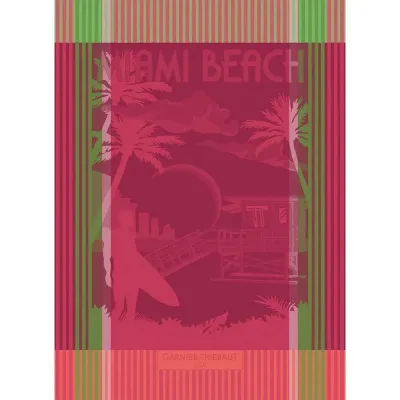 Miami Beach Pink/Green Kitchen Towel 22"x30", 100% Cotton