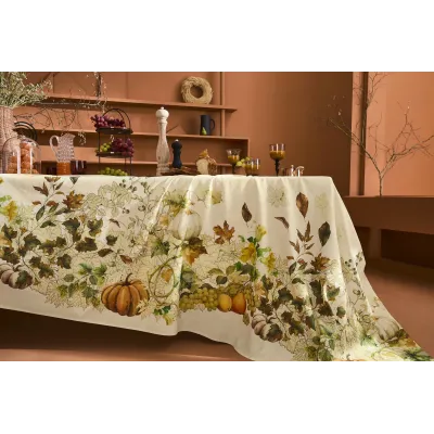 Delices D'Automne Potiron 50% Cotton 50% Linen Printed Table Linens