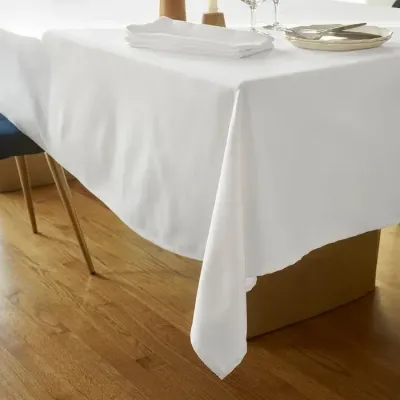 Overall Partridge Eye White Cotton Damask Table Linens
