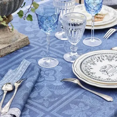 Harmonie Bleu Green Sweet Stain-Resistant 100% Linen Damask Table Linens