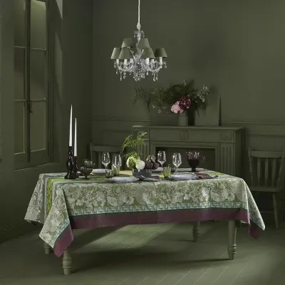 Mille Botanique Mousse Coated Stain-Resistant Cotton Damask Table Linens
