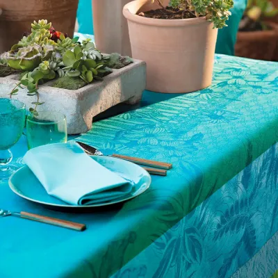 Mille Alocasias Atoll Tablecloth 59" x 87" Coated Cotton