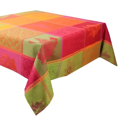 Mille Tutti Frutti Sangria Coated Stain-Resistant Cotton Damask Table Linens