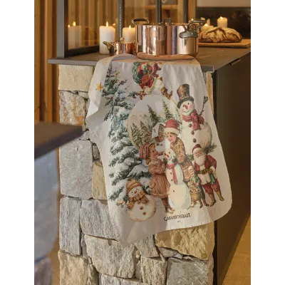 Bonhommes De Neige Vintage 50% Cotton 50% Linen Printed Kitchen Towel 20"x28"