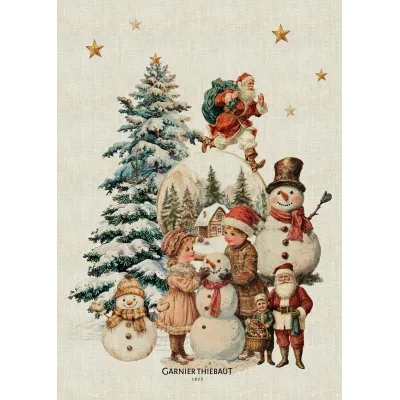Bonhommes De Neige Vintage 50% Cotton 50% Linen Printed Kitchen Towel 20"x28"
