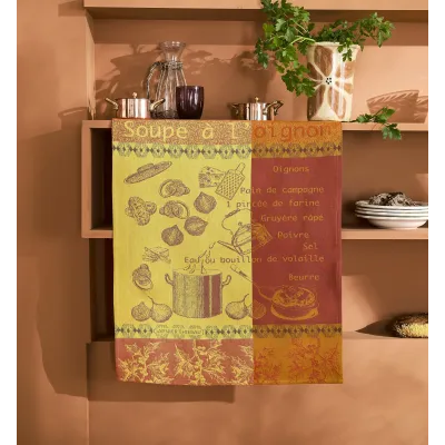 Soupe A L'Oignon Rouille 100% Cotton Jacquard Kitchen Towel 22"x31"