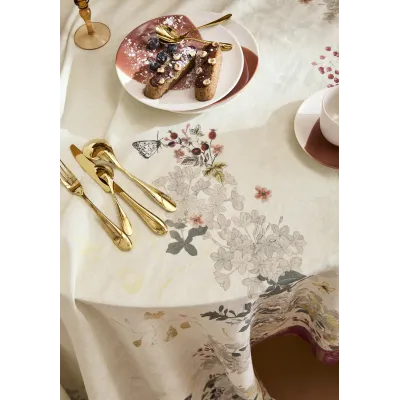Vintage Flowers Cranberry 50% Cotton 50% Linen Printed Table Linens