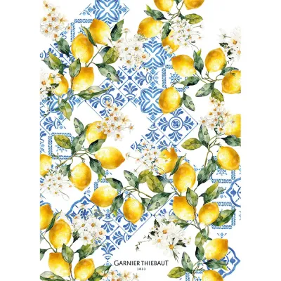 Citrons Azulejos Bleu Kitchen Towel 20"x28"