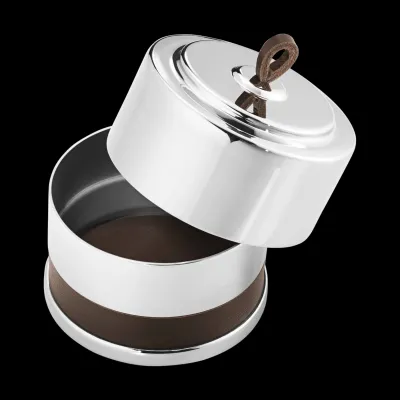Manhattan Box Round, Stainless Steel, Mirror & Leather