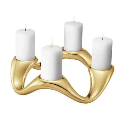 Cobra 4 Pillar Candleholder Gold PVD