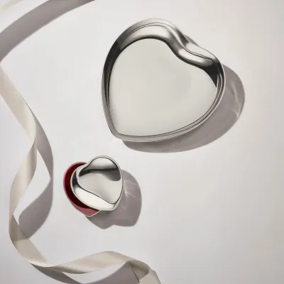 Heart Mirror Polished Stainless Steel ABS Plastic Pill Box