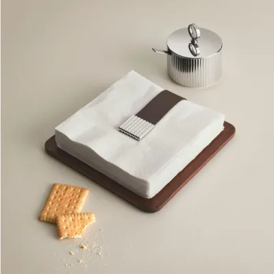 Bernadotte Smoked Oak Leather Stainless Steel Napkin Holder