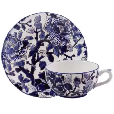 Pivoines Bleues Tea Cup & Saucer 6 5/16" dia