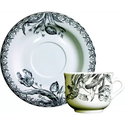 Tulipes Tea Cups & Saucers 6 oz - 6" dia Set of 2