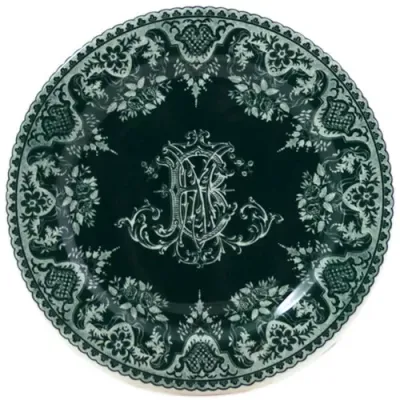 Les Depareillees Green Coaster Monogrammed 5 1/16" Dia