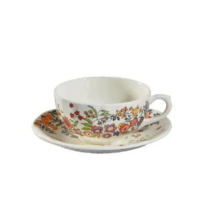 Poesie Breakfast Cups & Saucers 13 oz - 7" dia Set of 2
