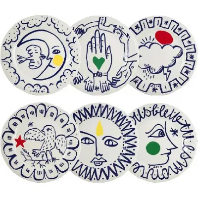 Archipel Sentimental Dinner Plates Assorted 10 13/16’’ Dia, Set Of 6