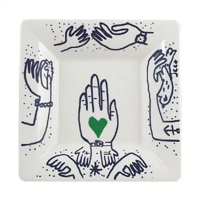 Archipel Sentimental Large Square Candy Tray Hands 6 11/16" Sq