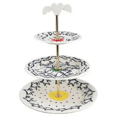 Archipel Sentimental Three-Tier Cake Stand 10 13/16" Dia - 11 13/16" H