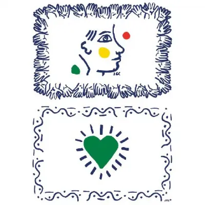 Archipel Sentimental Set Of 2 Placemats Hands And Heart 14 15/16" x 21 1/4"