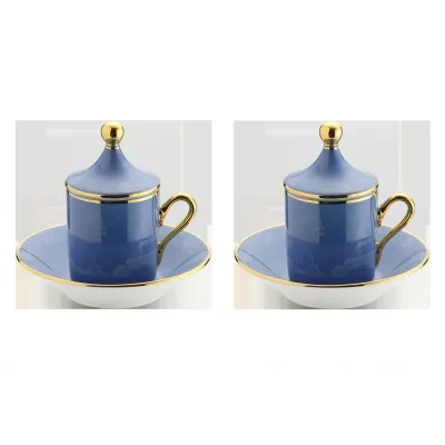 Oriente Italiano Pervinca Coffee Cup With Plate And Cover Set, For Two Impero